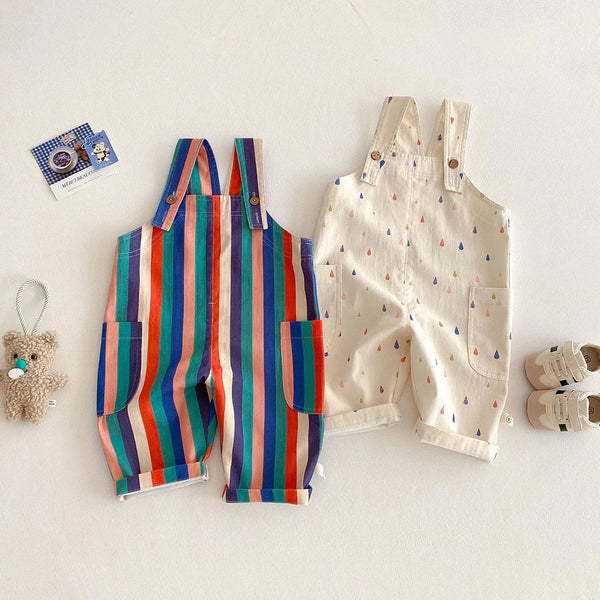 2025 Spring Kids Overalls – Polka Dot & Striped Jumpsuit for Children (Fashion Play Suit)