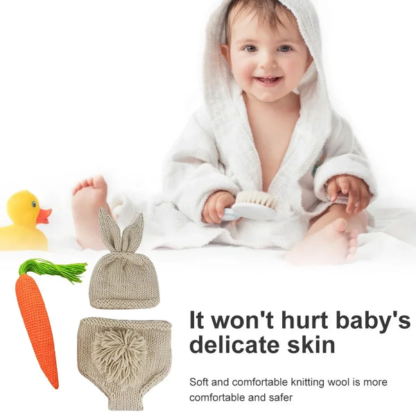 Newborn Photography Props – Baby Boy & Girl Knitting Radish Costume with Pant & Hat, Romper Photo Outfit for Photoshoots