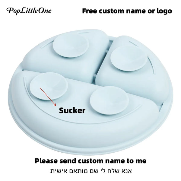 Personalized Cartoon Baby Plate – Silicone Tableware with Sucker Bowl, Food Tray, Sippy Cup, and Spoon – Baby Feeding Accessories