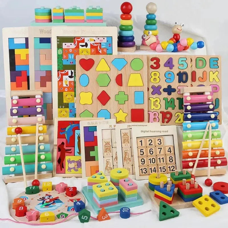 Educational Rainbow Tower Four Column Shape Twist Baby Toy