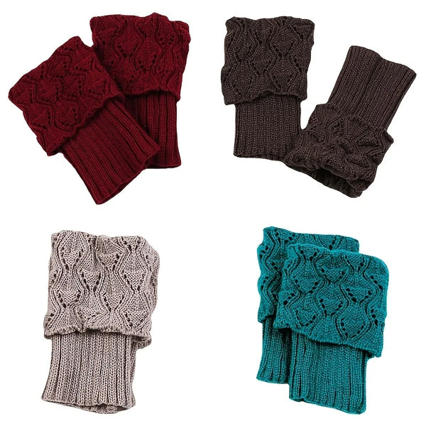 Elegant Women's Winter Boot Cuffs - Soft Knitted Acrylic Leg Warmers | Cozy Stretchable Ankle Socks | 1 Pair