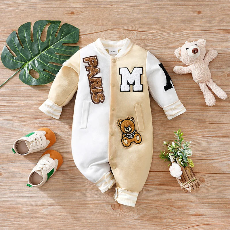 Baby Cartoon Baseball Jumpsuit – Long Sleeve Spring/Autumn Clothes (Trendy & Handsome Baby Outfit)