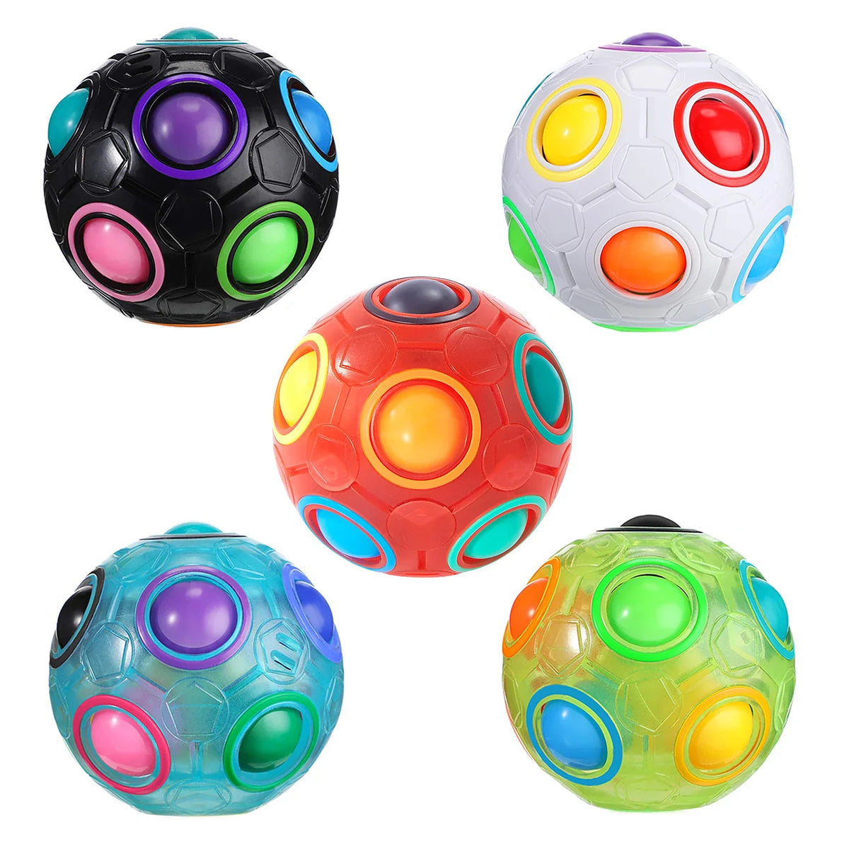 Rainbow Ball Puzzle Magic Cube – Luminous 3D Fidget Toy for Kids and Adults