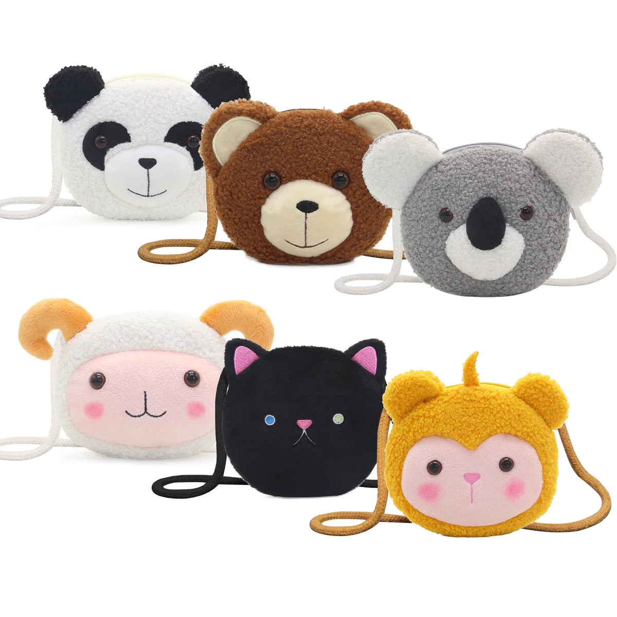 Cartoon Plush Crossbody Bag – Cute Animal Bear Coin Wallet, Mini Shoulder Bag for Boys & Girls
