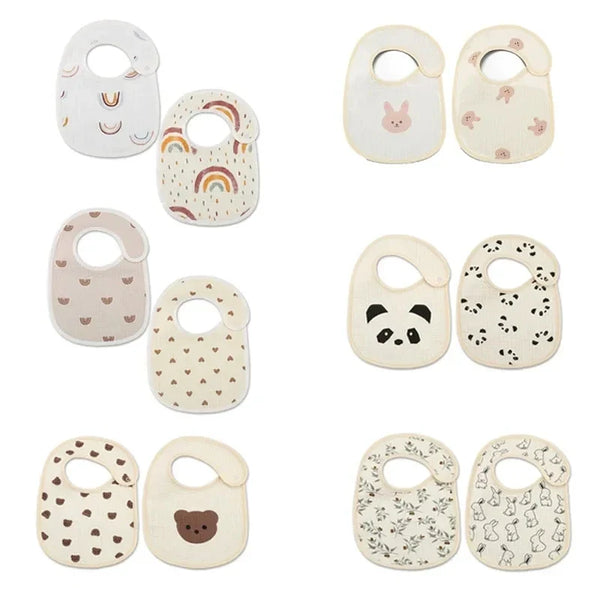 2-Piece Cotton Waterproof Baby Bib Set – Soft & Absorbent Bibs for Newborns, Ideal for Drooling & Breastfeeding (Unisex)