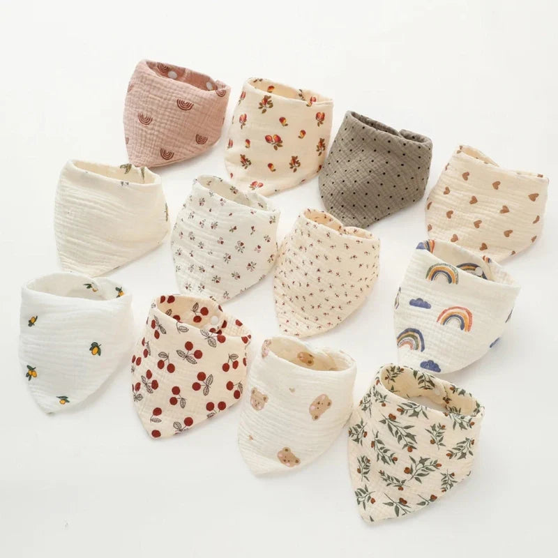 Baby Bandana Bibs | Muslin Drooling Bib for Infants 0-1 Year | High Absorbent Teething & Soothe Towel | Stylish Floral Design