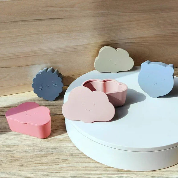 100% Food Grade Silicone Animal Pattern Feeding Box with Lid - BPA-Free Soft Baby Silicone Food Storage Box