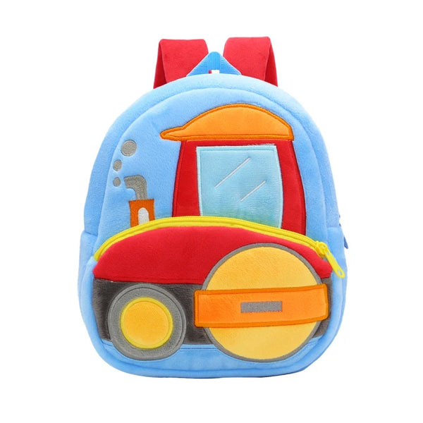 Cartoon Excavator Engineering Backpack for Kids – Plush 2-4 Years Old Small School Bag & Toy Backpack