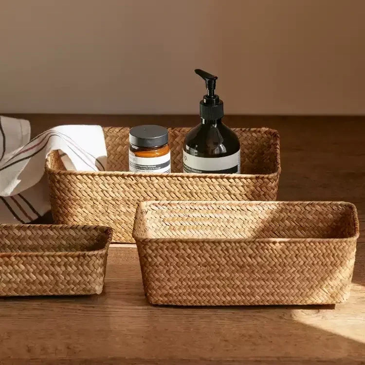 Rectangular Seagrass Organizer Basket