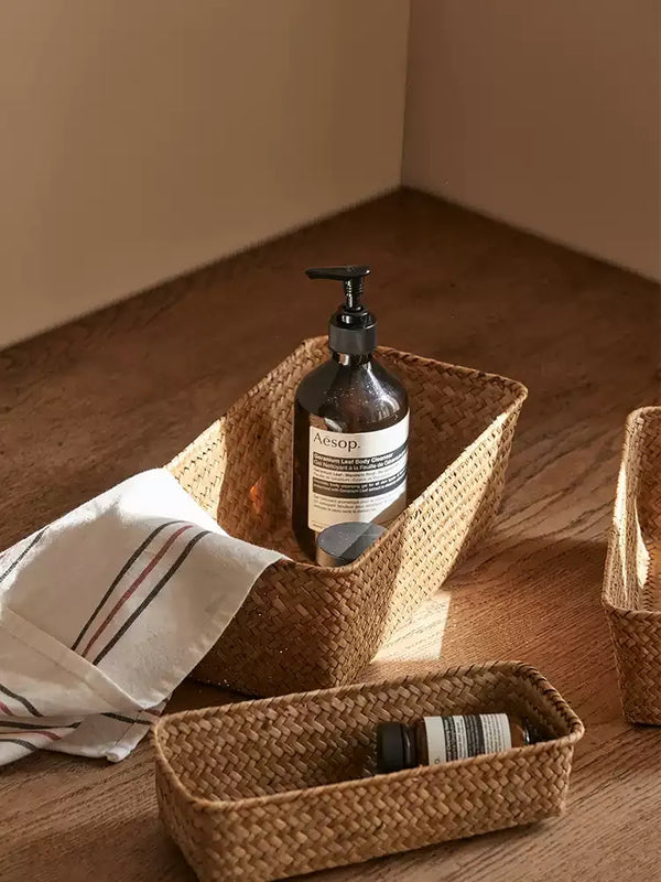 Rectangular Seagrass Organizer Basket