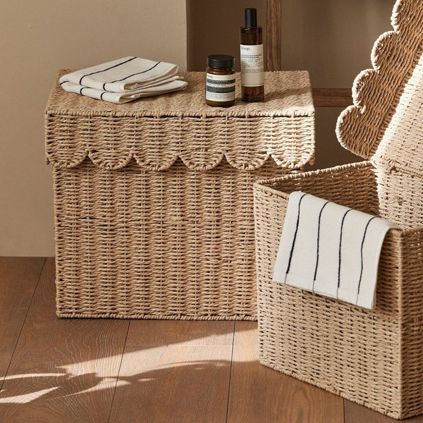 Scalloped Lidded Storage Basket