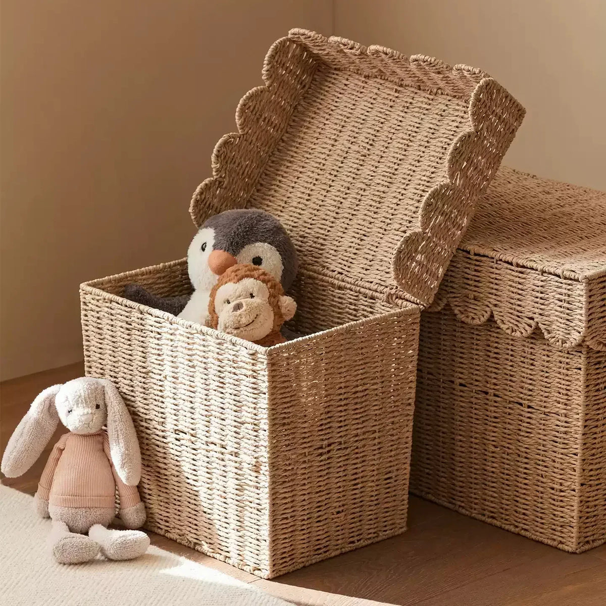 Scalloped Lidded Storage Basket