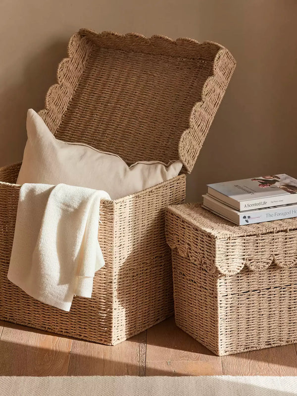 Scalloped Lidded Storage Basket