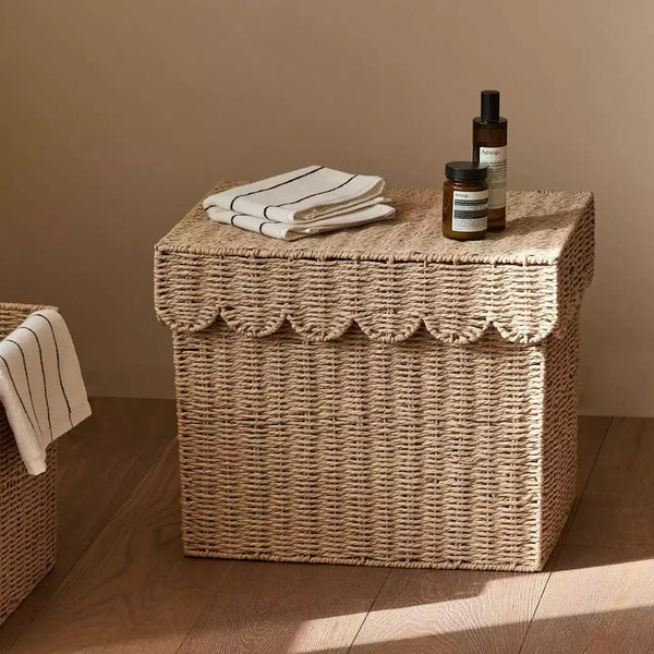 Scalloped Lidded Storage Basket