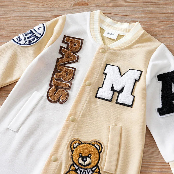 Baby Cartoon Baseball Jumpsuit – Long Sleeve Spring/Autumn Clothes (Trendy & Handsome Baby Outfit)