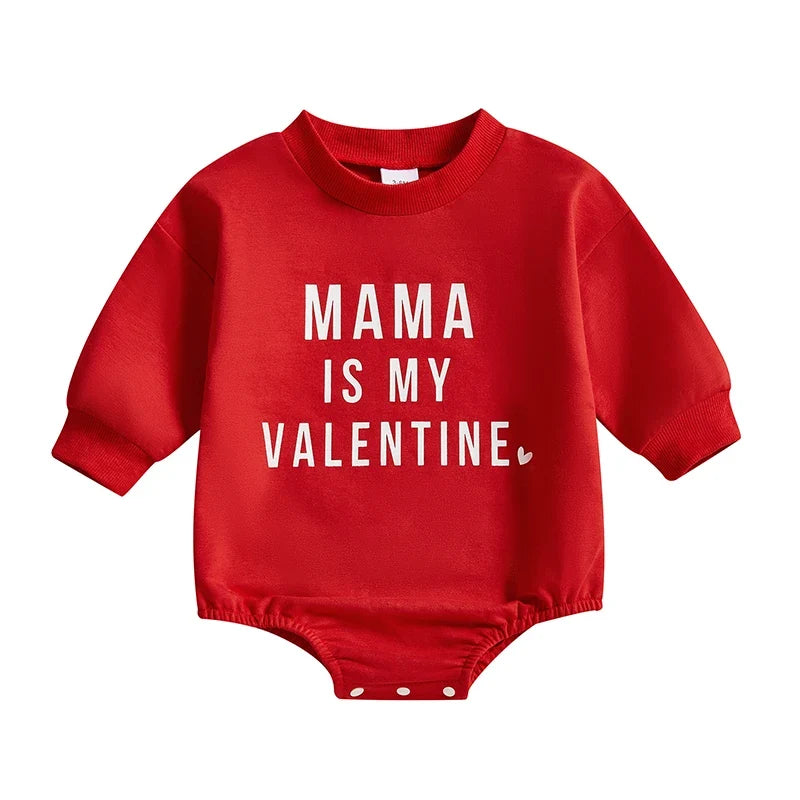 Baby Boy Valentine’s Day Romper – Casual Letter Print Long Sleeve Jumpsuit for Infant Toddler – Cute Valentine’s Outfit