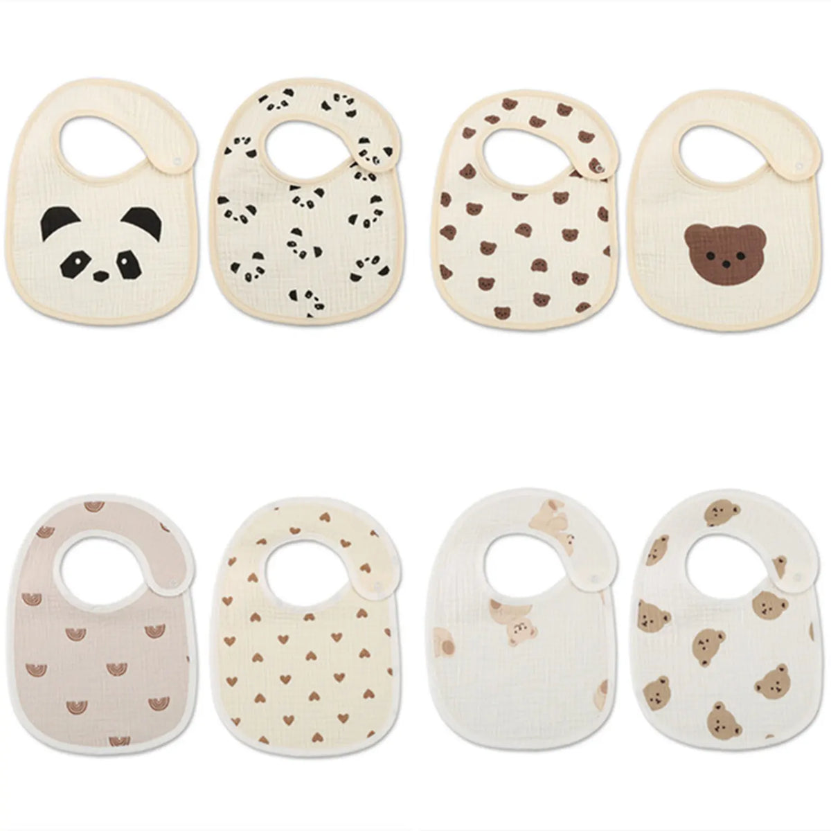 2-Piece Cotton Waterproof Baby Bib Set – Soft & Absorbent Bibs for Newborns, Ideal for Drooling & Breastfeeding (Unisex)