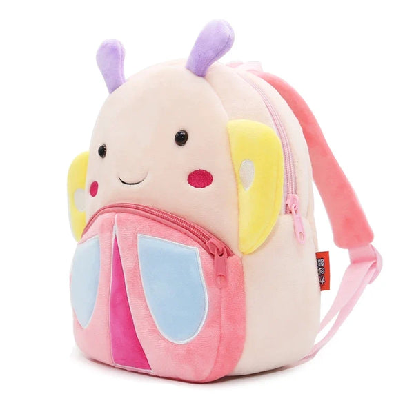 Cute Pink Butterfly Girls School Backpack – Plush Kindergarten School Bag for Kids