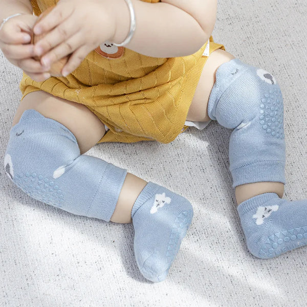 Safety Baby Knee Pads Socks Set - Autumn Anti-Slip Knee Protector for Kids | Crawling Floor Socks, Kneecap Leg Warmer for Girls
