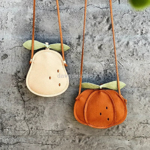 Cartoon Cute Kids Mini Bags for Toddler Girls – Pumpkin, Pear & Ladybug Crossbody Bag, Kawaii Baby Children's Small Handbags Gift