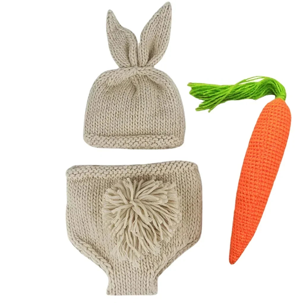 Newborn Photography Props – Baby Boy & Girl Knitting Radish Costume with Pant & Hat, Romper Photo Outfit for Photoshoots