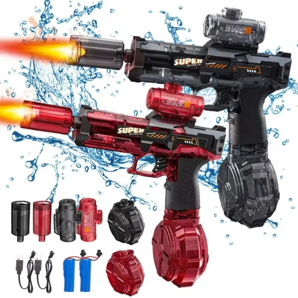 Electric Water Gun with Flame Nozzle – Automatic Spray Toy for Summer Pool