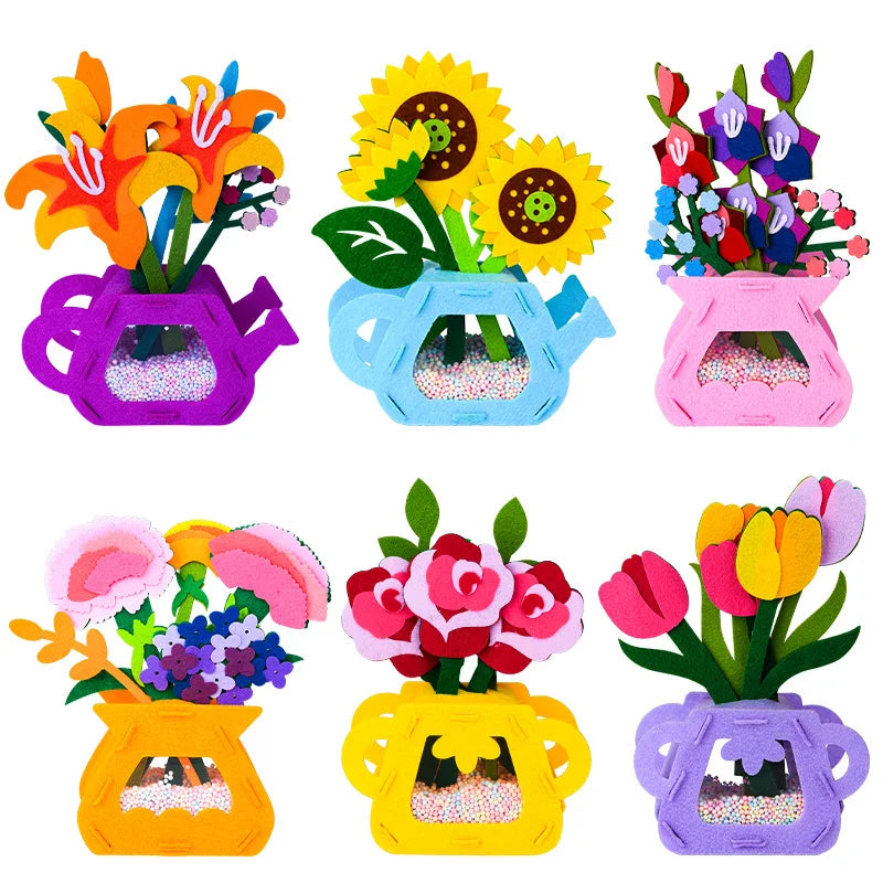 DIY Montessori Flower Pot Craft Kit for Kids Ages 14+ - Non-Weaving Educational Handicraft