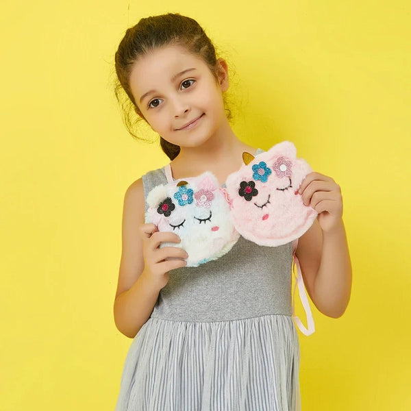 Children’s Cross-Body Bag Plush Unicorn Cartoon Coin Purse Cute Girl Flower Shoulder Bag Portable