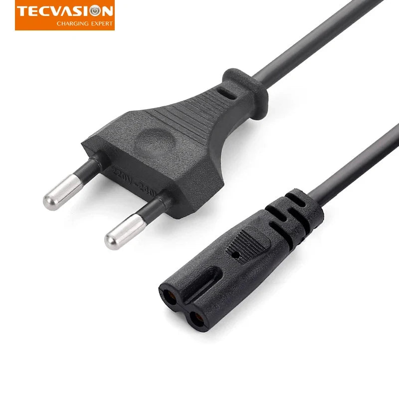 Black EU Power Plug Cable 1.5m 2-Pin IEC320 C7 Power Cord