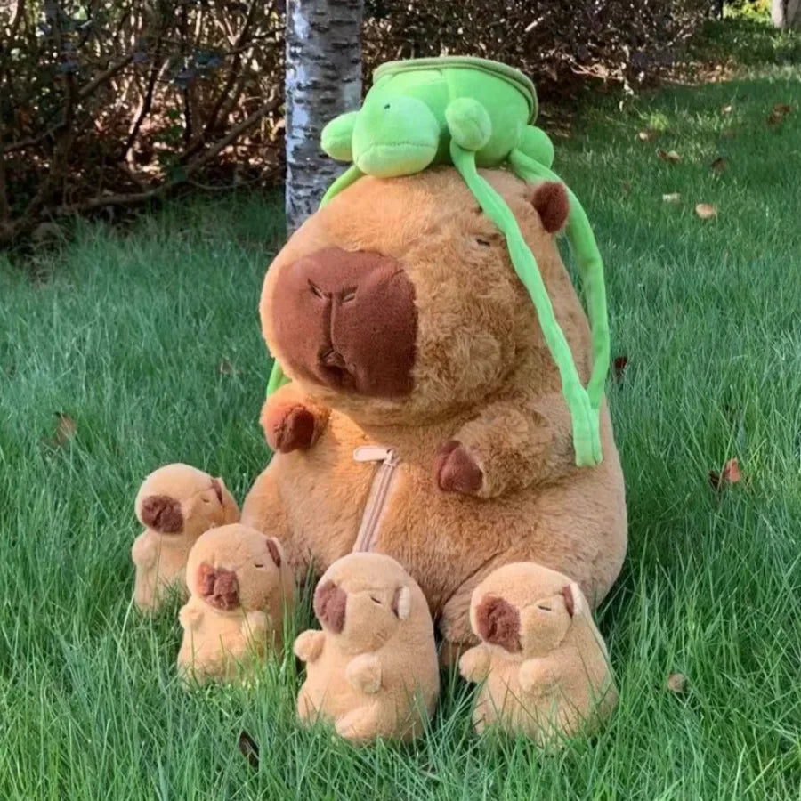 Capybara Plush Toy Set Mommy and 4 Babies