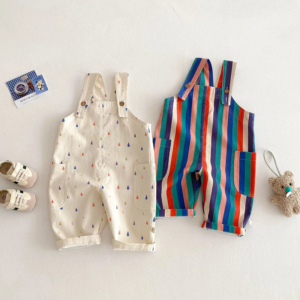 2025 Spring Kids Overalls – Polka Dot & Striped Jumpsuit for Children (Fashion Play Suit)