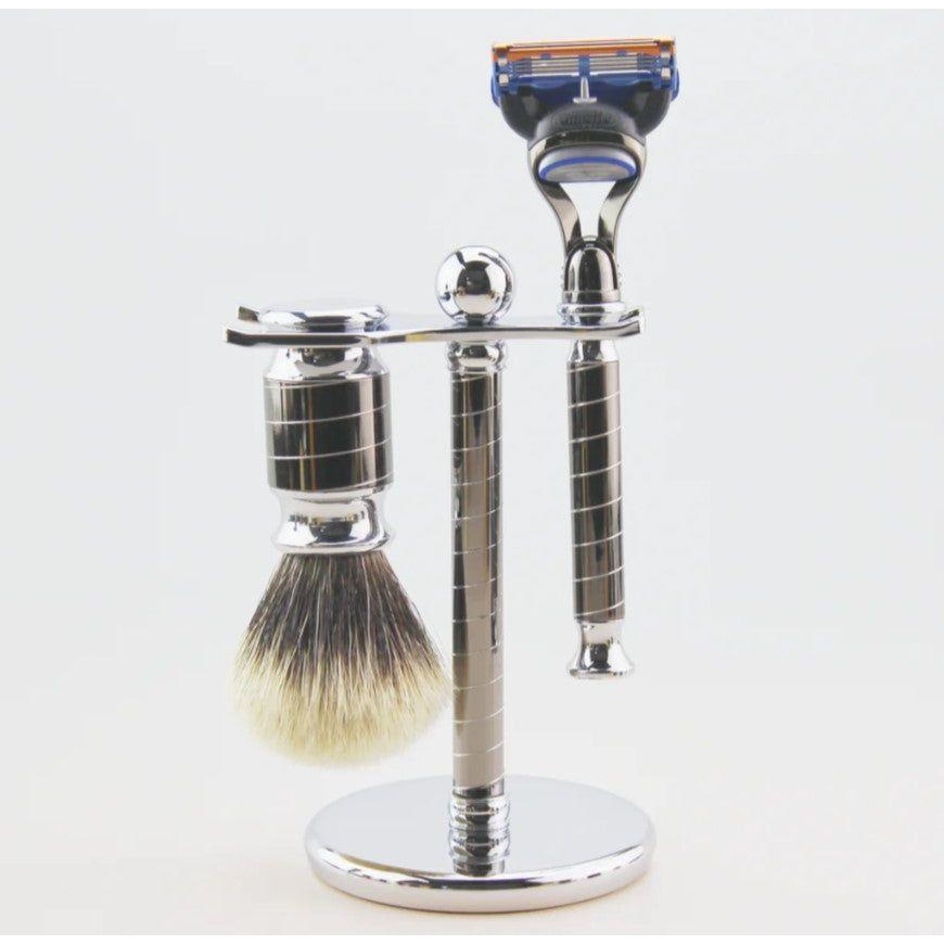 Frank Shaving 3-Piece Pure Badger Shaving Set (Gun Metal)