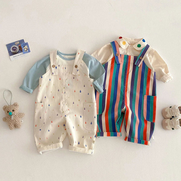 2025 Spring Kids Overalls – Polka Dot & Striped Jumpsuit for Children (Fashion Play Suit)