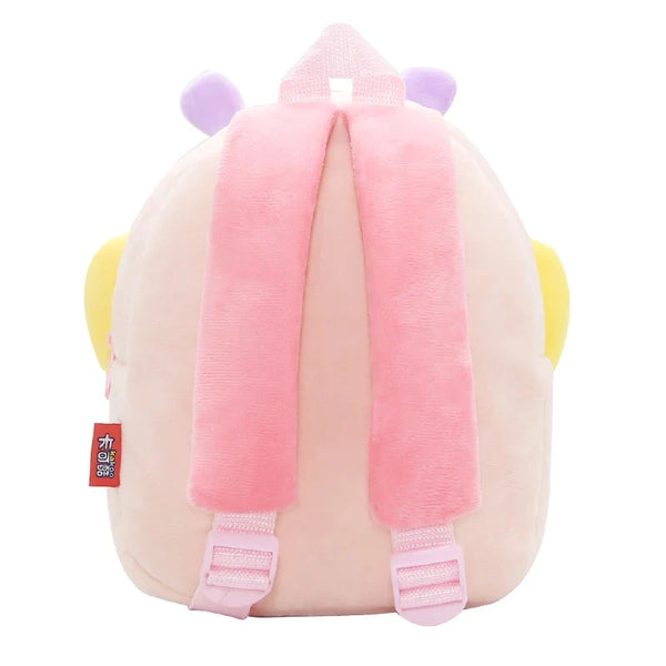 Cute Pink Butterfly Girls School Backpack – Plush Kindergarten School Bag for Kids