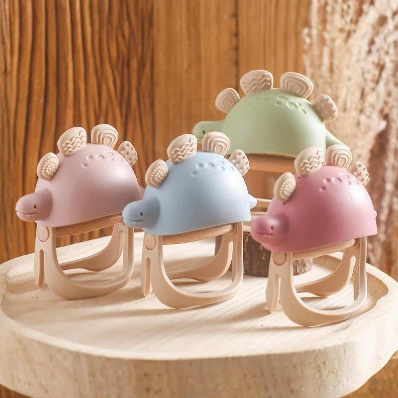 Baby Silicone Teether Toy - Dinosaur Bracelet, BPA-Free Cute Cartoon Animal Silicone Teething Glove for Newborns | Chew Teether Toy