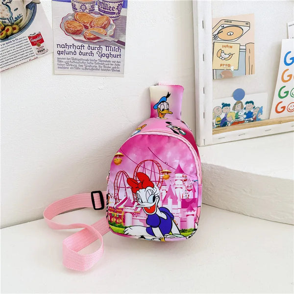 Children’s Fashion Shoulder Bag - Cartoon Mouse Cartoon Mouse Daisy Kids Chest Bag for Boys and Girls, Kindergarten Backpack