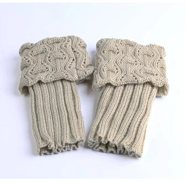Elegant Women's Winter Boot Cuffs - Soft Knitted Acrylic Leg Warmers | Cozy Stretchable Ankle Socks | 1 Pair