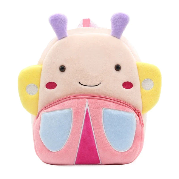 Cute Pink Butterfly Girls School Backpack – Plush Kindergarten School Bag for Kids