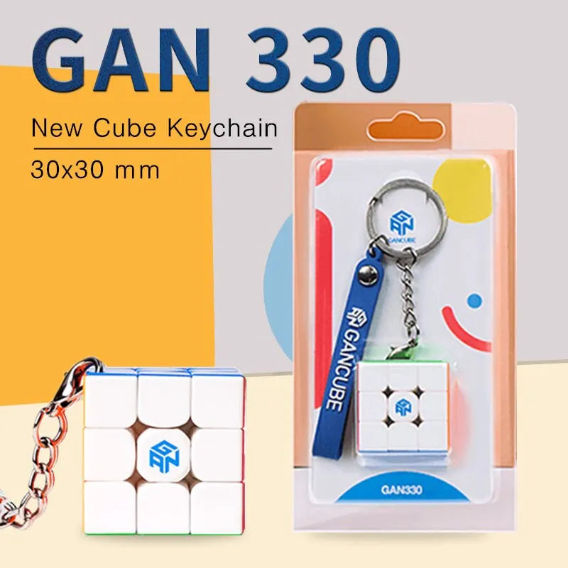 GAN 330 Mini 3x3 Keychain Cube, Stickerless 3x3 Speedcube, Professional Magic Cube Puzzle Toy