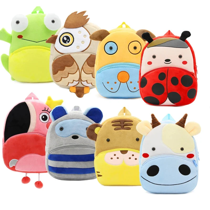 Cute Cartoon Animal School Bags – Plush Backpack for Kindergarten Kids, Boys & Girls