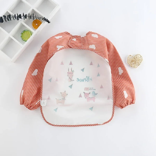 Waterproof Baby Eating Smock – Long-Sleeve Bib & Art Apron with Cute Animal Design