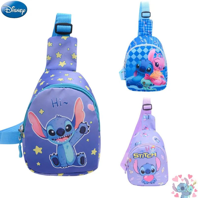 Kawaii Blue Alien Cartoon Girls Chest Bag – Cute Mini Outdoor Shoulder Bag for Boys & Girls, Children Zipper Waist Bag, Xmas Gift