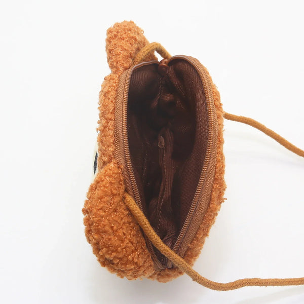 Cartoon Plush Crossbody Bag – Cute Animal Bear Coin Wallet, Mini Shoulder Bag for Boys & Girls