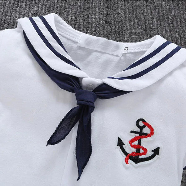 Newborn Baby Boy Sailor Navy Romper – Short Sleeve Playsuit Jumpsuit (Summer Outfit, Cute Costumes)