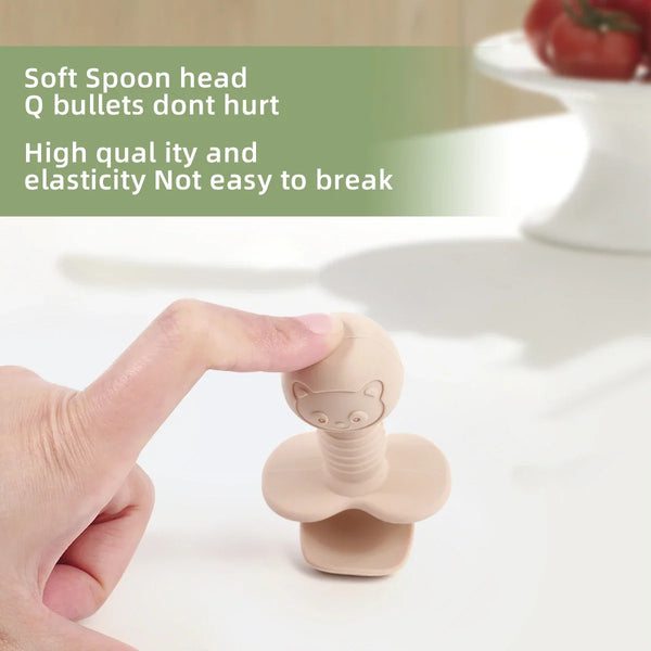 2Pcs/Set BPA-Free Silicone Fork & Spoon - Baby Learning Feeding Food Tools, Children's Tableware, Training Utensils for Newborns