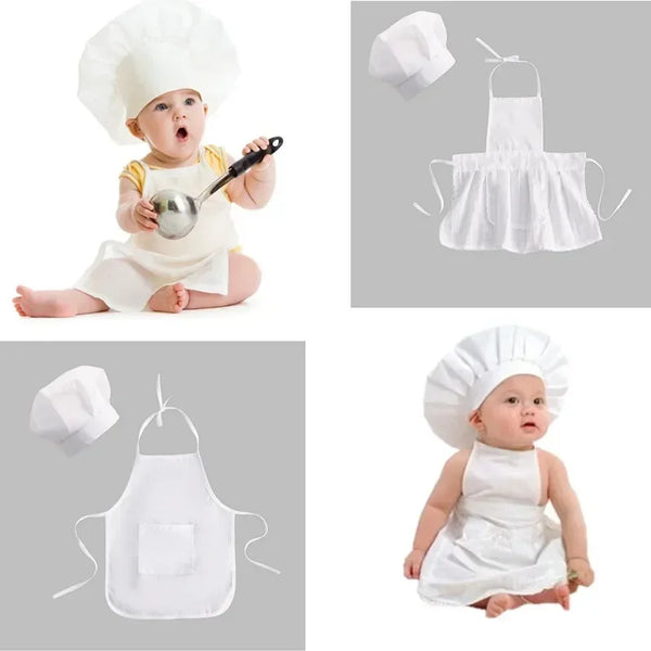 Baby Chef Apron & Hat Set – Cute Baby Cook Costume for Newborn Photography Prop & Outfit