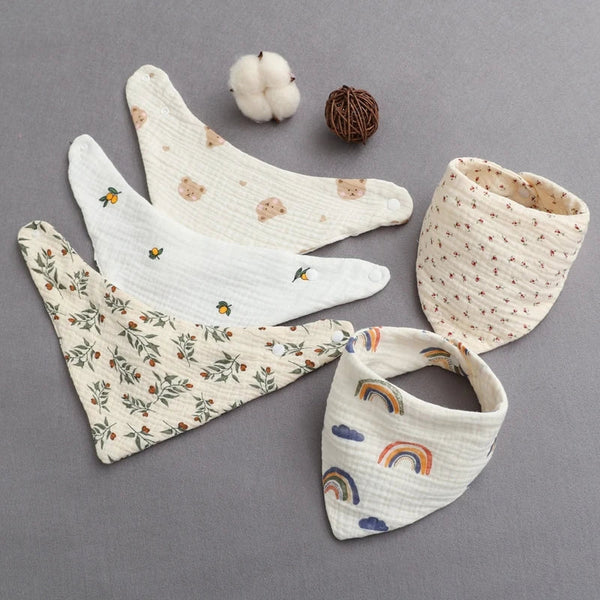 Baby Bandana Bibs | Muslin Drooling Bib for Infants 0-1 Year | High Absorbent Teething & Soothe Towel | Stylish Floral Design