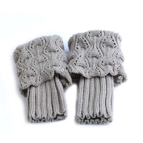 Elegant Women's Winter Boot Cuffs - Soft Knitted Acrylic Leg Warmers | Cozy Stretchable Ankle Socks | 1 Pair
