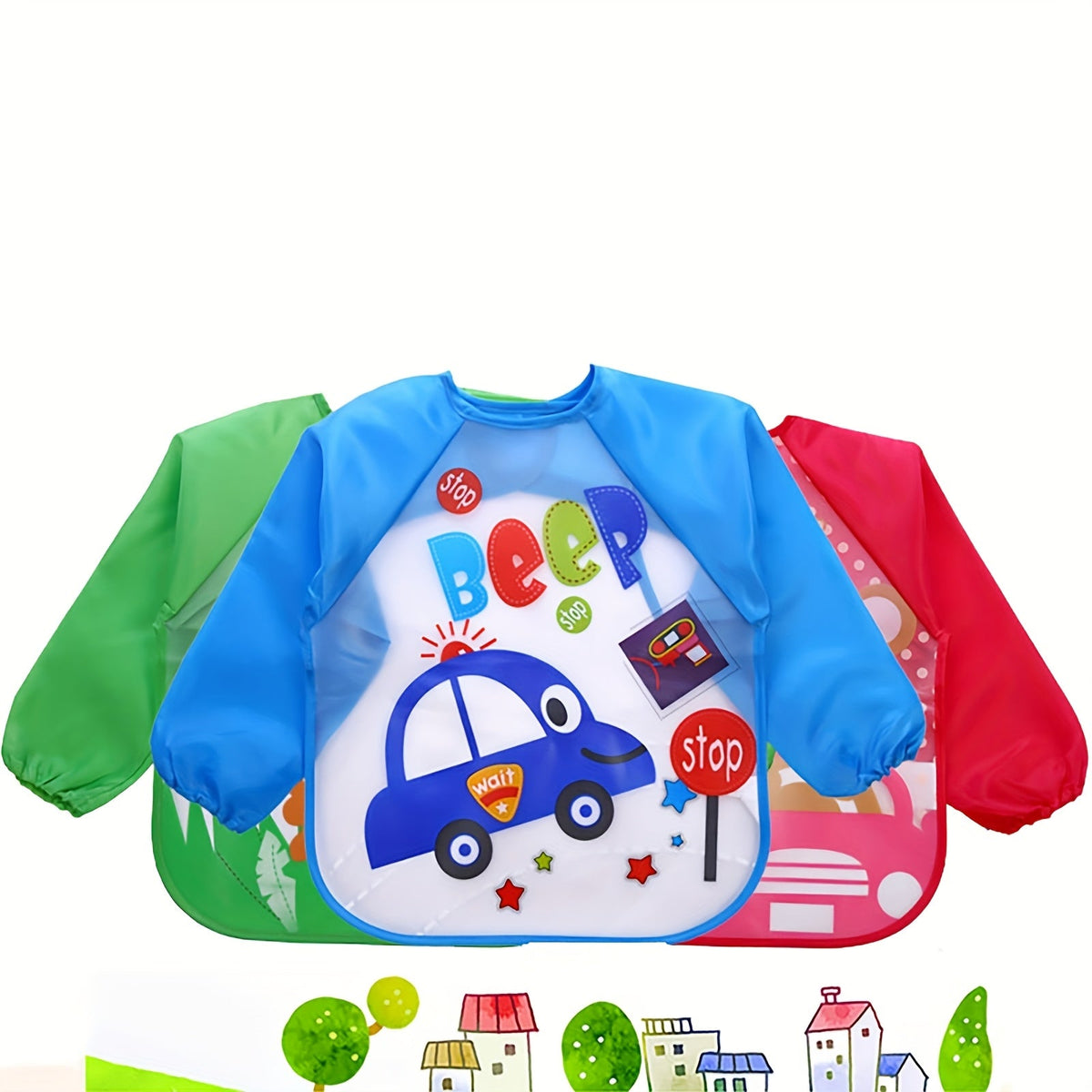 1pc 3D-Printed Waterproof Baby Bib – No-Wash, Mess-Free Feeding & Playtime Coverall, EVA Material, Multicolor – Perfect Easter Gift