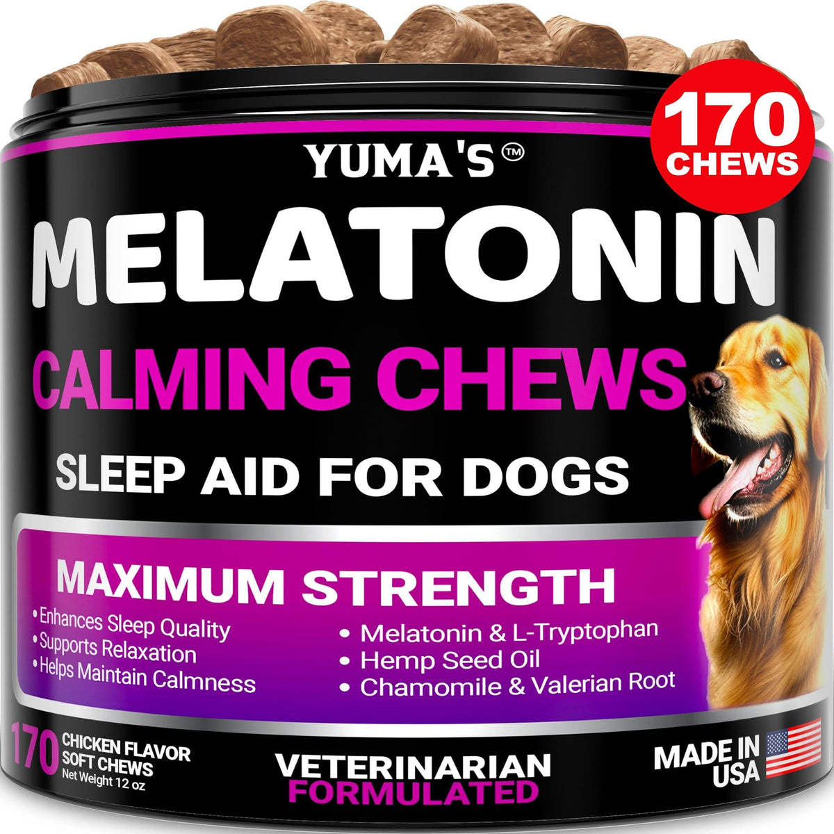 Melatonin Calming Chews for Dogs 170 Count Anxiety Relief